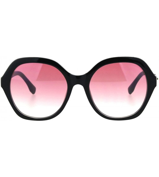 Oversized Spike Design Sunglasses Womens Fashion Square Frame Shades UV 400 - Black White (Pink) - CO18OUN8AX8 $21.73