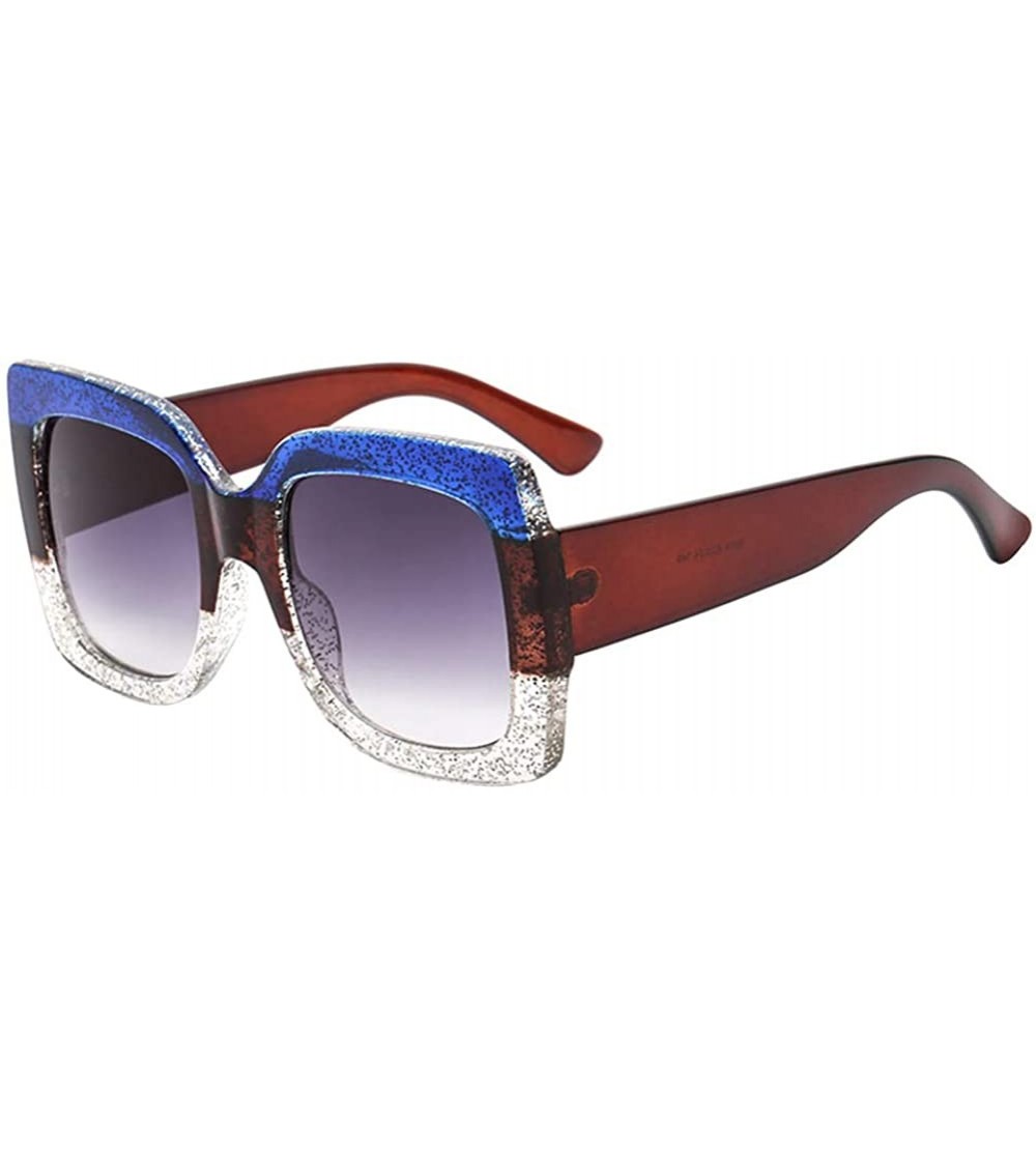 Oval Vintage Large Frame Square Sunglasses Goggles for Women Men Retro Sun Glasses UV Protection - Style6 - CB18RNDAUNN $15.53