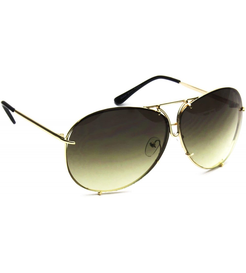 Aviator Oversized Aviator Sunglasses Color Tinted Gradient Lens Metal Twirl - Brown - CC18EQ9XCSS $23.10