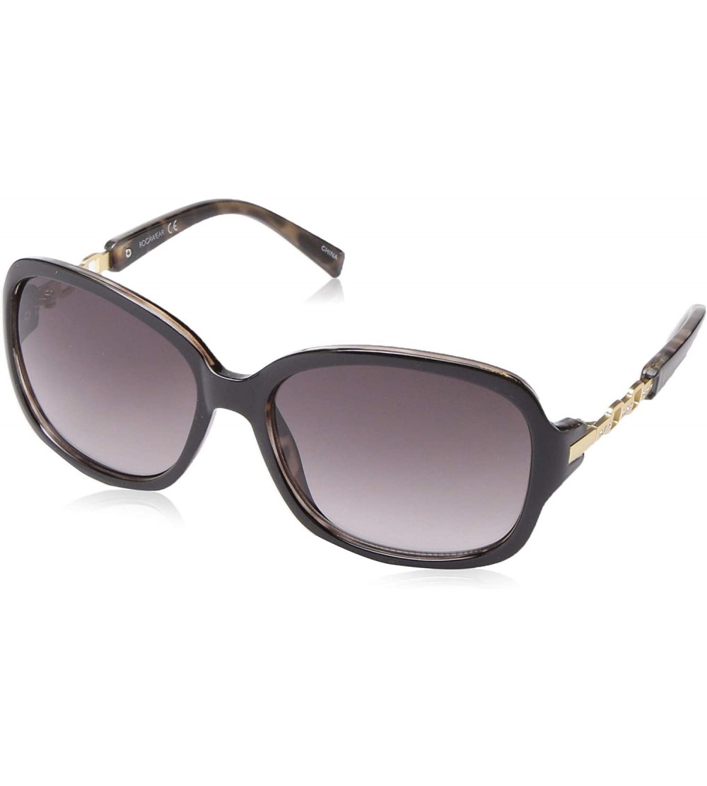 Round Women's R3272 Round Sunglasses with 100% UV Protection - 70 mm - Black & Tortoise - CR18O30E0DE $42.08