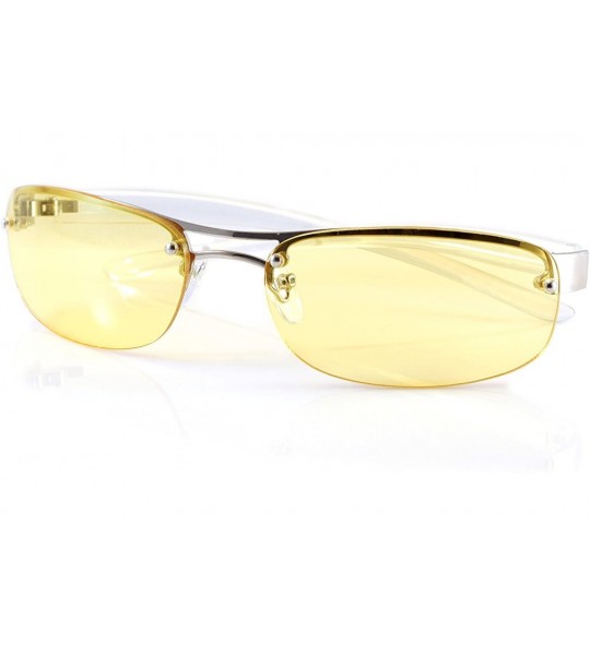 Round Semi-Rimless Color Tinted Clear Arm Eyeglasses Wrap Sunglasses A218 - Yellow - CW18GZQYATR $25.12