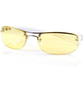 Round Semi-Rimless Color Tinted Clear Arm Eyeglasses Wrap Sunglasses A218 - Yellow - CW18GZQYATR $25.12