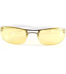 Round Semi-Rimless Color Tinted Clear Arm Eyeglasses Wrap Sunglasses A218 - Yellow - CW18GZQYATR $25.12