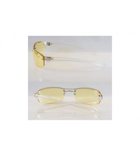 Round Semi-Rimless Color Tinted Clear Arm Eyeglasses Wrap Sunglasses A218 - Yellow - CW18GZQYATR $25.12