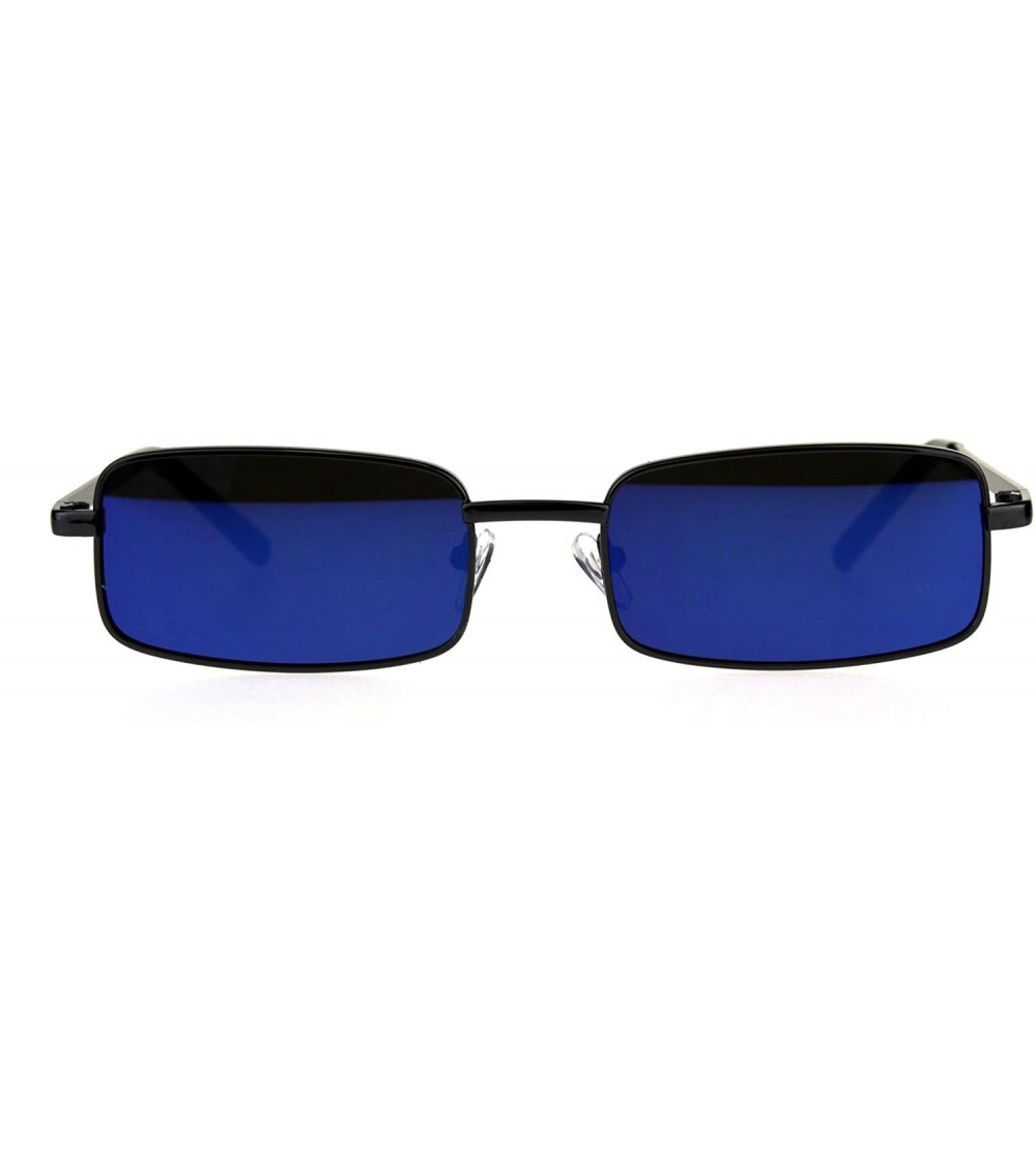Rectangular Mens Retro Vintage Narrow Rectangular OG Mirror Lens Sunglasses - Gunmetal Blue - C718CGNG6R6 $23.69