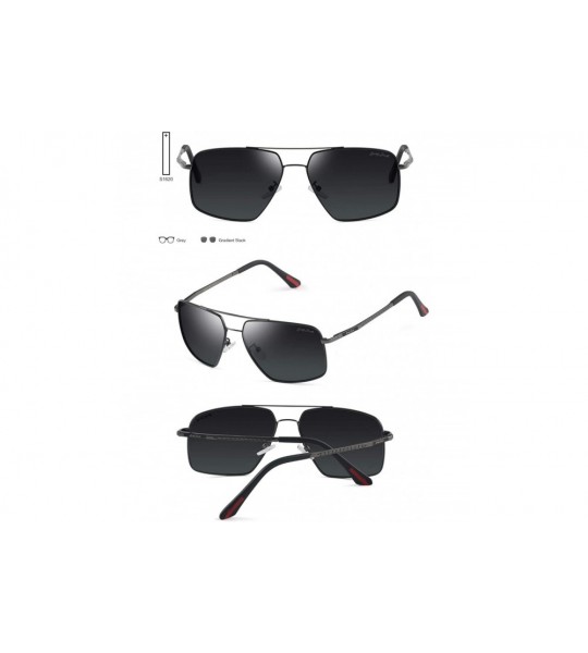 Aviator New Fashion Metal Frame Polarized Square Sunglasses for Men and Women - Black/Gradual - CT18S2NO5NY $40.46