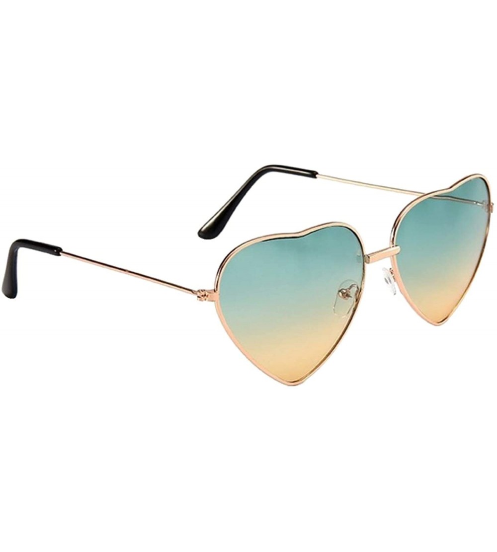 Goggle Women's Metal Frame Mirrorred Cupid Heartshaped Sunglasses - Gold Lens/Green Frame - CT18WNH35WT $18.99