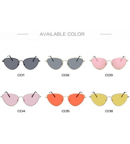 Oval New Vintage Cat Eye Sunglasses Women Fashion Er Lady Mirror Cateye Sun Glasses Female Shades UV400 - Black Gray - CX199C...