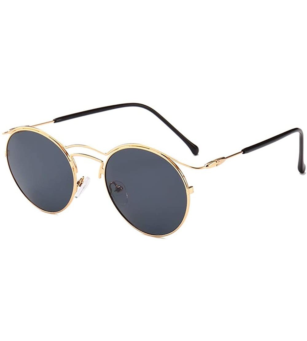 Goggle Vintage Sunglasses Trend Small Framed Glasses Craft Dazzle Sunglasses For Women - Gold Box All Gray - CX18TNQZQZK $17.64