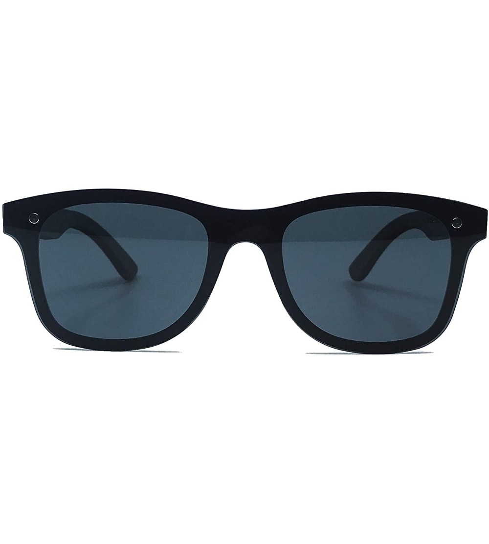 Wayfarer Bamboo Jetsetter Mirrored Sunglasses - Unisex Polarized - Black Lense - C018YDALNUO $49.85