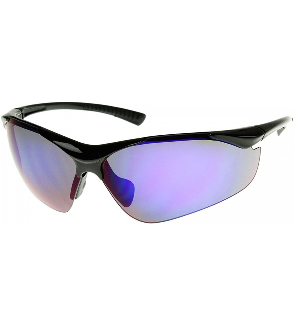 Rimless Large TR-90 Shatterproof Semi-Rimless Color Mirror Sports Sunglasses (Black Ice) - CY11EIDM3AB $30.13