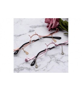 Wrap Women Fashion Glasses Frame None Lens Chain Pendant Decoration Flat Mirror Glasses Frame With Chain - Blue - CV196HGDKUH...