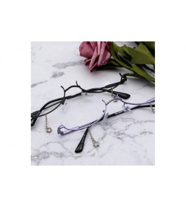 Wrap Women Fashion Glasses Frame None Lens Chain Pendant Decoration Flat Mirror Glasses Frame With Chain - Blue - CV196HGDKUH...