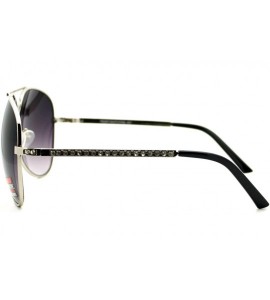 Aviator Womens Aviator Sunglasses Rhinestones Design Temple Metal Frame UV 400 - Silver - CS188K9GX9C $19.70