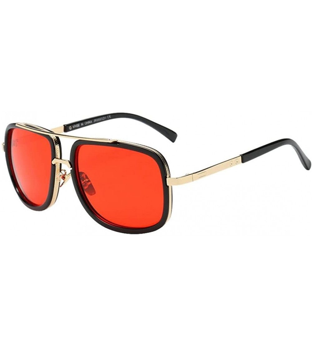 Oversized Women Men Sunglasses-Quadrate Metal Frame Sunglasses Outdoor Casual Glasses - E - C418ESMXWTO $21.54