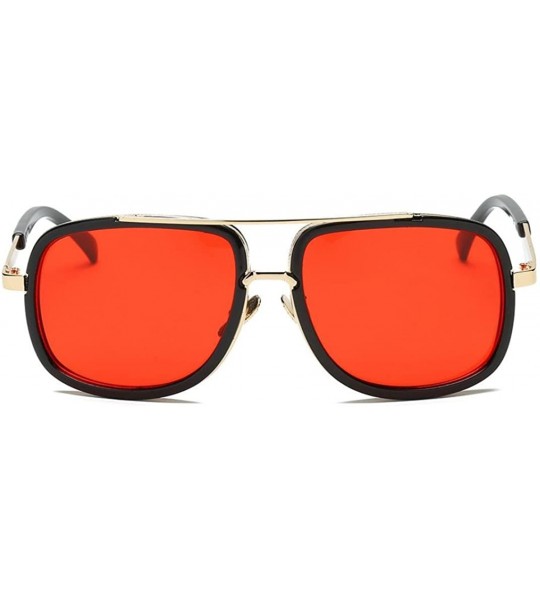 Oversized Women Men Sunglasses-Quadrate Metal Frame Sunglasses Outdoor Casual Glasses - E - C418ESMXWTO $21.54