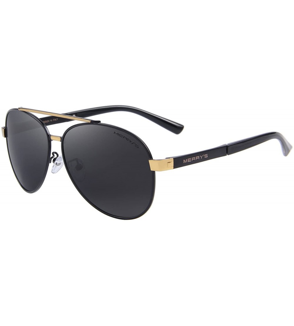 Aviator Men's Polarized Sun glasses For Men Driving Sunglasses S8628 - Gold&black - C712JS47MLZ $29.53
