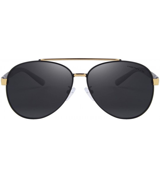 Aviator Men's Polarized Sun glasses For Men Driving Sunglasses S8628 - Gold&black - C712JS47MLZ $29.53