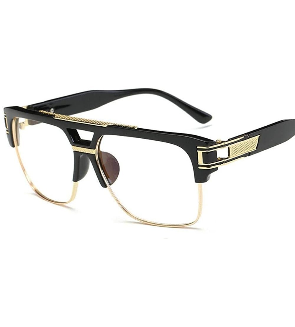 Oversized 2019 Retro Square Sunglasses Men Women Brand Designer Plain Mirror Male 1 - 5 - C718YQU33WY $25.59