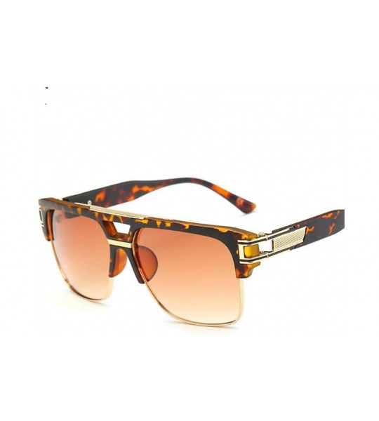 Oversized 2019 Retro Square Sunglasses Men Women Brand Designer Plain Mirror Male 1 - 5 - C718YQU33WY $25.59