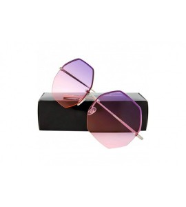 Oversized Fashion Designer Huge Hexagon Metal frame Ocean Colored Lens Sunglasses Gift Box - Silver - CQ185L53QU7 $22.39