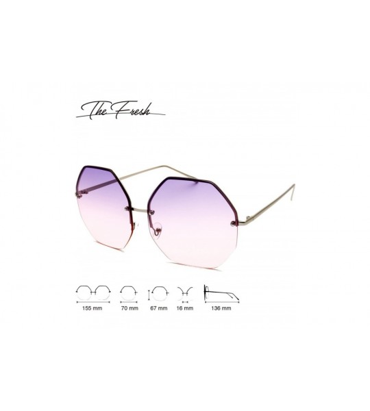 Oversized Fashion Designer Huge Hexagon Metal frame Ocean Colored Lens Sunglasses Gift Box - Silver - CQ185L53QU7 $22.39