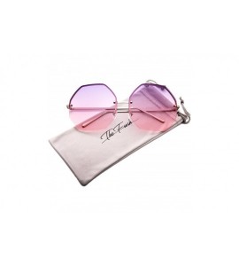 Oversized Fashion Designer Huge Hexagon Metal frame Ocean Colored Lens Sunglasses Gift Box - Silver - CQ185L53QU7 $22.39