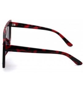 Square Animal Print Flat Top Squared Racer Mob Sunglasses - Red Leopard Black - CP19992RIG5 $19.58