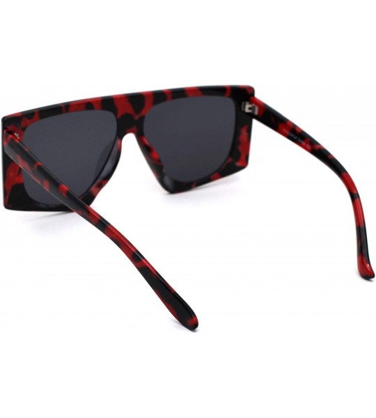 Square Animal Print Flat Top Squared Racer Mob Sunglasses - Red Leopard Black - CP19992RIG5 $19.58