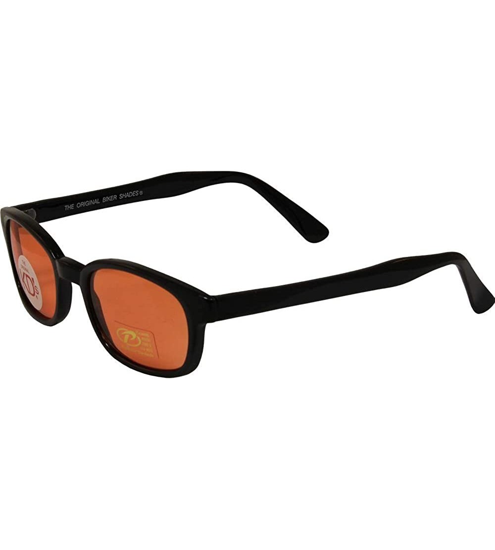 Round Original KD Sunglasses Orange Lens Biker Driving Glasses- Black Orange- Standard - CI114GYE9PF $24.99