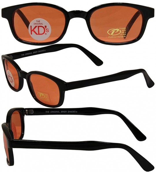 Round Original KD Sunglasses Orange Lens Biker Driving Glasses- Black Orange- Standard - CI114GYE9PF $24.99