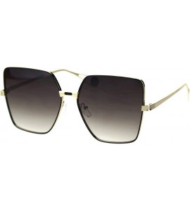 Rectangular Womens Metal Rim Squared Rectangular Butterfly Sunglasses - Gold Black Brown - CV18SYOHRG0 $24.37