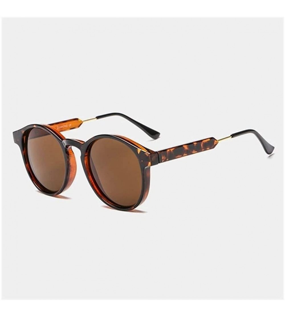 Round Round Frame with Metal Legs Sunglasses for Mens and Women - C5 Leopard Brown - CN1989XA0D3 $21.79