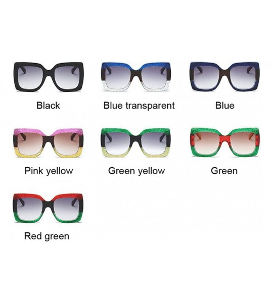 Semi-rimless Oversized Square Sunglasses Women Clear Lenses Sun Glasses Female Three Colors Big Frame Party Eye - Green - CQ1...