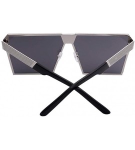 Oversized Oversized Square Metal Sunglasses Mirrored Color reflective lens Aviator Sunglasses UV400 - Blue - CA18SL40404 $26.87