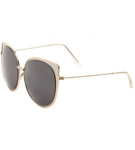 Oversized Oversized Large Cat Eye Designer Metal Thin Frame Color Mirror Lens M10315-CM - Black Gold - C312O7Q882P $25.89