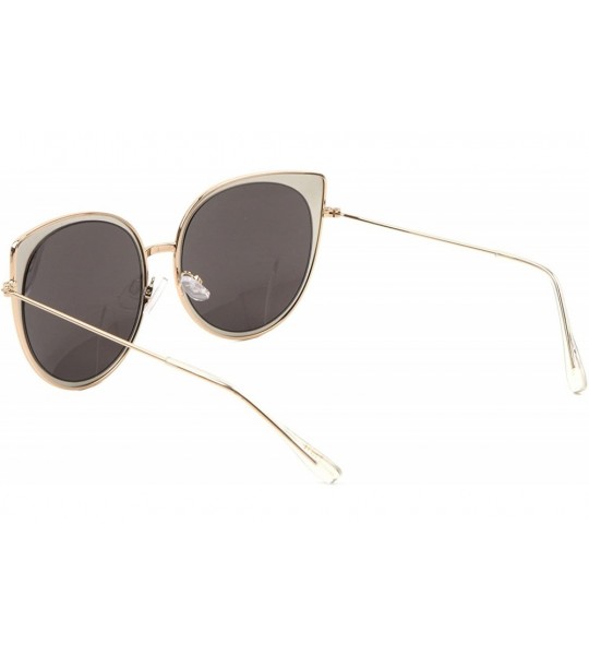 Oversized Oversized Large Cat Eye Designer Metal Thin Frame Color Mirror Lens M10315-CM - Black Gold - C312O7Q882P $25.89