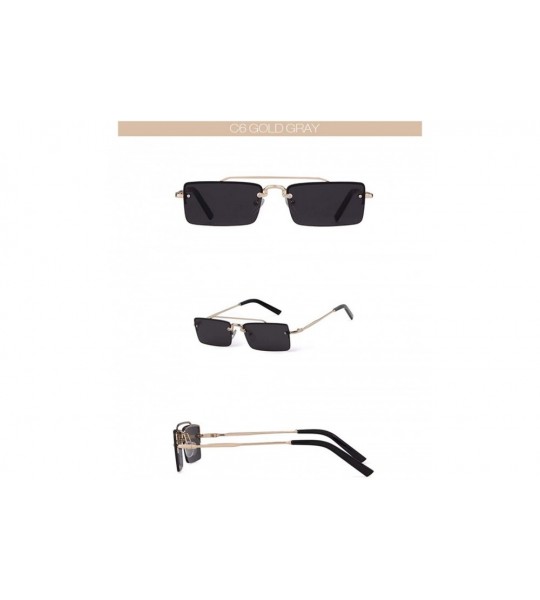 Round Vintage Rectangular Sunglasses Designer Rectangle - C6 - CX197ZRK0ZH $20.02