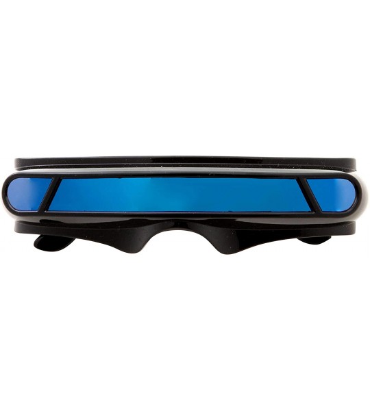 Wrap Futuristic Space Alien Costume Sunglasses Cyclops Shield Party Mirror Mono Lens - Black - Blue Mirror Lens - C518YZKLZQ9...