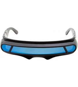 Wrap Futuristic Space Alien Costume Sunglasses Cyclops Shield Party Mirror Mono Lens - Black - Blue Mirror Lens - C518YZKLZQ9...