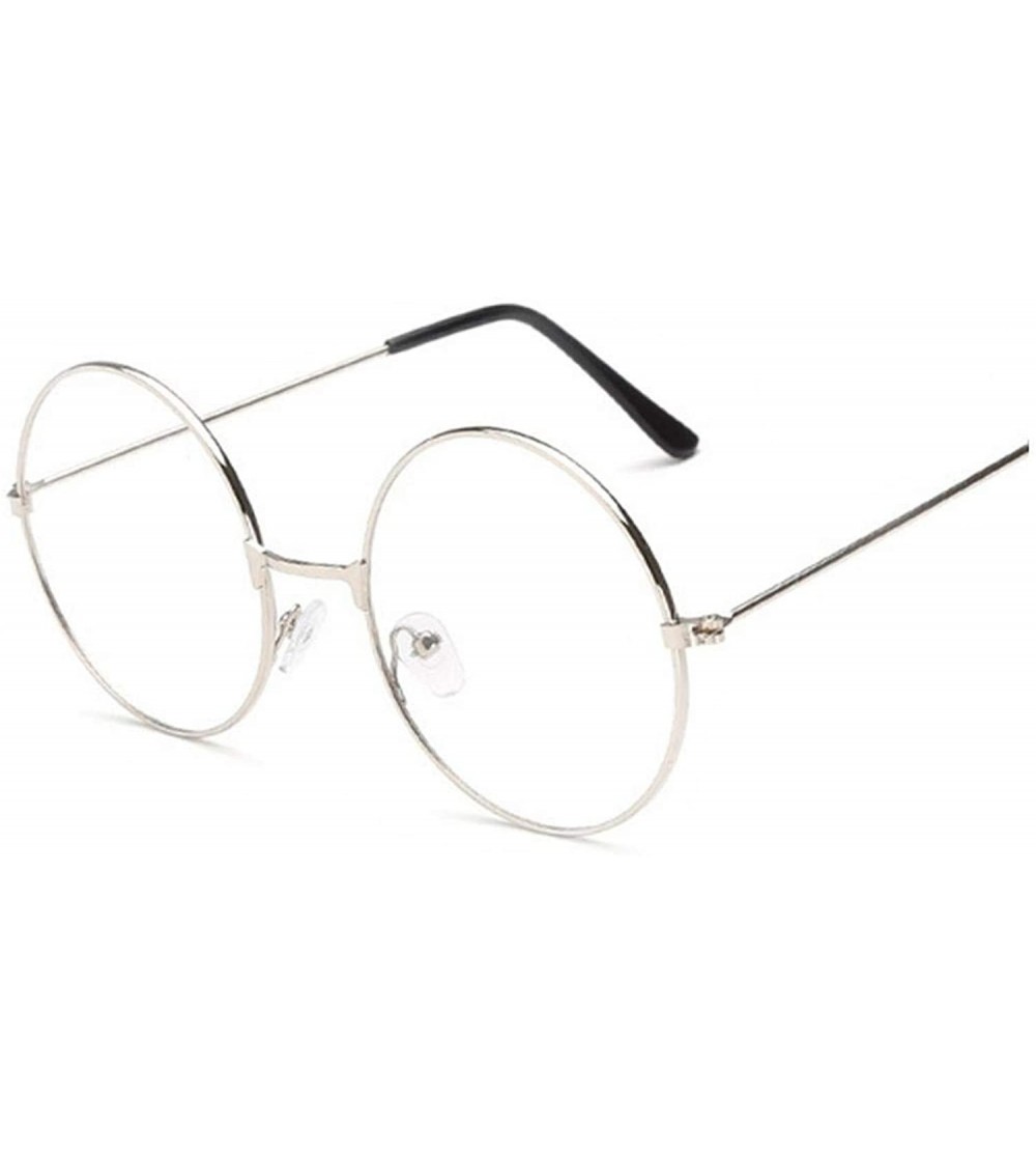 Round Vintage Women Popular Round Metal Clear Lens Glasses Frame Trendy Nerd Anti-radiation Spectacles Eyeglass - CY19856QMWX...