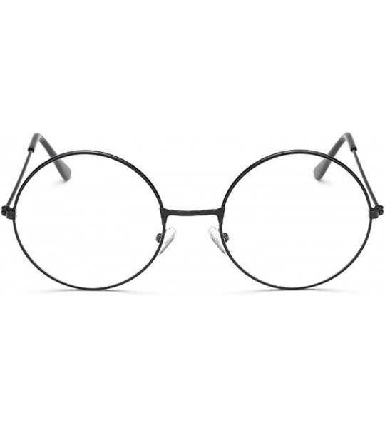 Round Vintage Women Popular Round Metal Clear Lens Glasses Frame Trendy Nerd Anti-radiation Spectacles Eyeglass - CY19856QMWX...