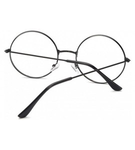 Round Vintage Women Popular Round Metal Clear Lens Glasses Frame Trendy Nerd Anti-radiation Spectacles Eyeglass - CY19856QMWX...