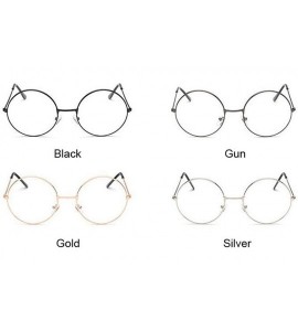 Round Vintage Women Popular Round Metal Clear Lens Glasses Frame Trendy Nerd Anti-radiation Spectacles Eyeglass - CY19856QMWX...