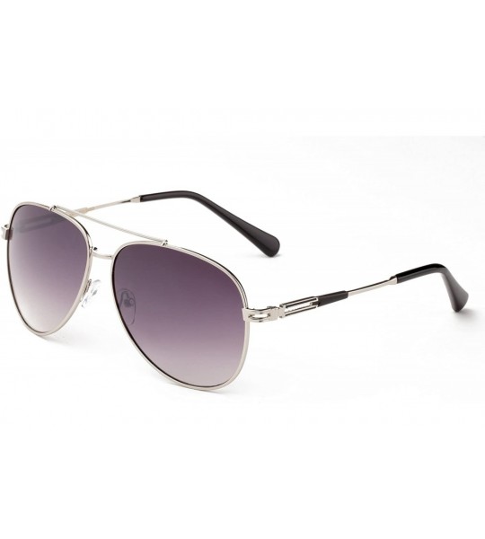 Aviator "Broiz" Classic Pilot Style Fashion Sunglasses with Flash Lens - Silver/Black - CV12MCS6NKP $21.29