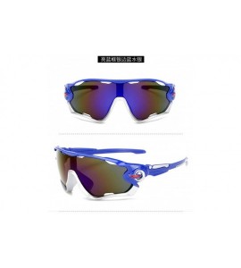 Sport Sports Sunglasses Sports Sunglasses outdoor men's and women's cycling - 16. Bright Blue Frame- Silver Edge - CN18AZY3MI...