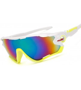 Sport Sports Sunglasses Sports Sunglasses outdoor men's and women's cycling - 16. Bright Blue Frame- Silver Edge - CN18AZY3MI...