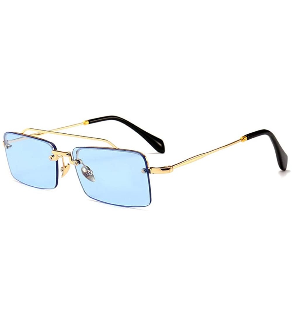 Rimless Narrow Frame Vintage Square Sunglasses Trend Sunglasses - CA18X5NWI2O $81.36