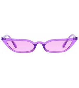 Cat Eye Women Retro Narrow Cat Eye Sunglasses - Stylish Plastic Candy Color Goggles Eyewear For Beach Outdoor Activities - C0...