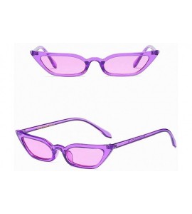 Cat Eye Women Retro Narrow Cat Eye Sunglasses - Stylish Plastic Candy Color Goggles Eyewear For Beach Outdoor Activities - C0...